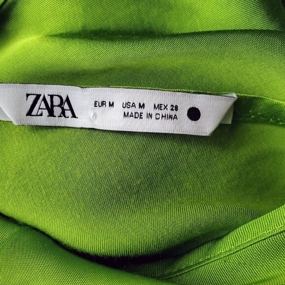 Zara Blogger Favorite Long Neon Green Super Sexy Slinky Satin Slip Maxi Dress M - Picture 8 of 16
